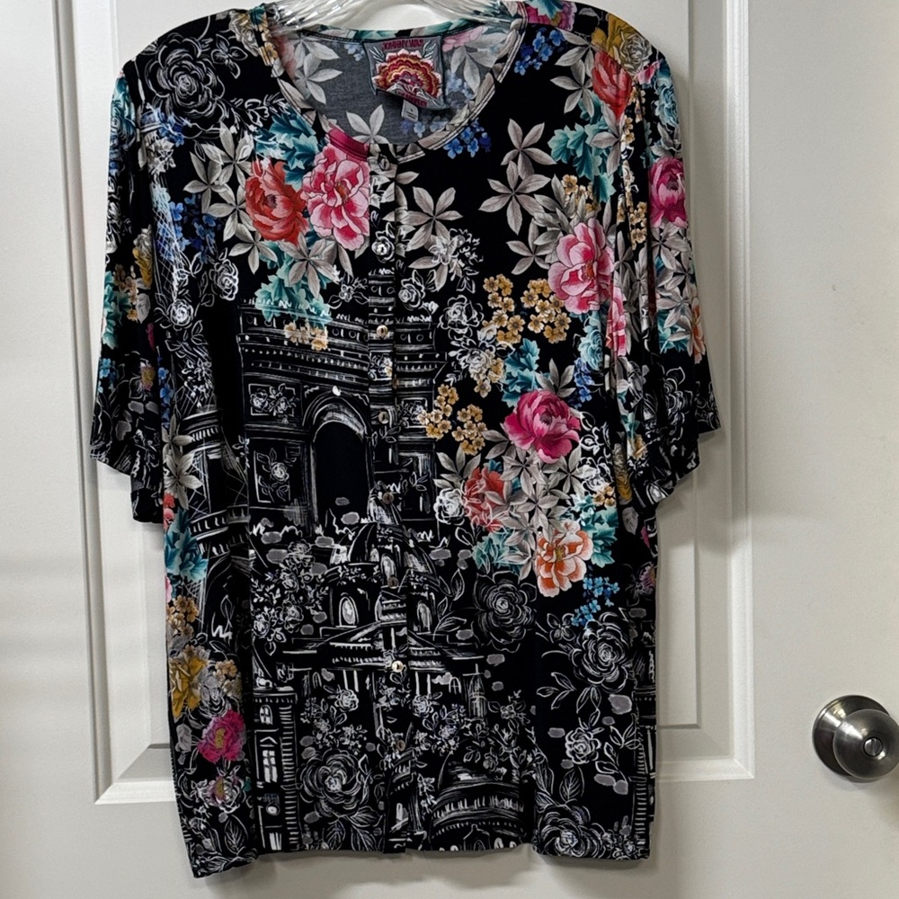 Johnny Was Multicolor Floral Blouse